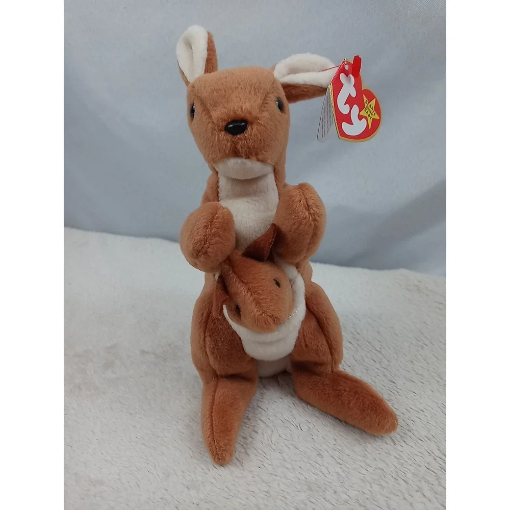 VTG Original Ty Beanie Baby Pouch The Kangaroo & Joey 1996 Stuffed Animal Plush‎